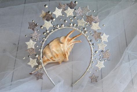 Christmas Crowns, Snowflake Crown, Celestial Crown, Star Headpiece, New Year Headband, Snowflake Hair, Queen Tiara, Crown Headdress, Festival Headpiece