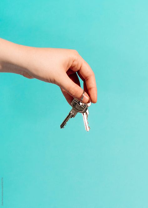 Hands holding keys to a house against a blue backdrop. Merch Shoot, Blue Backdrop, Hands Holding, Blue Backdrops, Keys Art, Photoshoot Concept, Branding Inspiration, All About Eyes, Financial Freedom