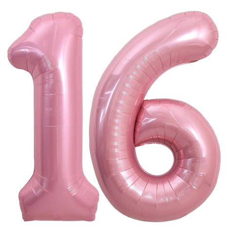 PRICES MAY VARY. PACKAGE INCLUDES-- Number balloons 1&6, 40 inch light pink number balloon. MATERIAL-- Material of digit number ballons made of high quality foil, color uniform, beautiful and safe. AMAZING PHOTO PROP -- It is a huge size and beautiful and unique light pink color visual effects. CONVENIENCE-- Easy to inflate using a straw or an air handheld pump, support inflated by air or helium. WIDE RANGE OF USAGE-- This light pink number foil balloon is a great party decoration for graduation Numbers Balloons, Large Number Balloons, Balloons Number, 16 Balloons, 16th Anniversary, Pastel Balloons, Number 16, Pink Foil, Anniversary Decorations