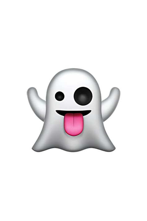 The emoji 👻 depicts a white, cartoonish ghost with a round head and a slightly open mouth. The ghost has two black, oval-shaped eyes and a small, black, curved line for a smile. The body of the ghost is wispy and transparent, with a few curves and swirls to suggest movement. Overall, the emoji has a friendly and playful appearance.