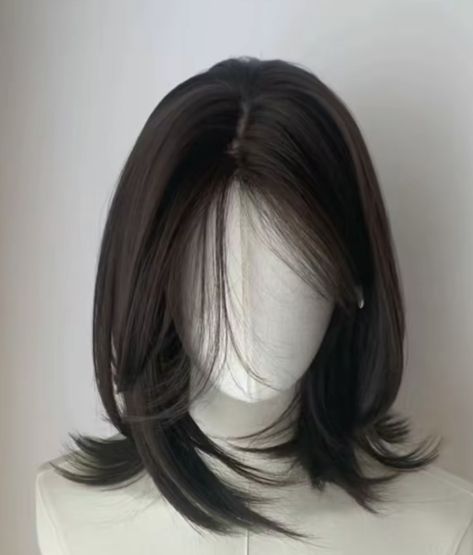 Hershycut Hair, Subtle Hair Colour For Black Hair, Aesthetic Hair Layers, Cute Haircuts Short Hair, Short Hair Straight Cut, Haircut 2024 Trends Women, Sleek Haircut, Korean Bob Haircut, Long Hair And Short Hair