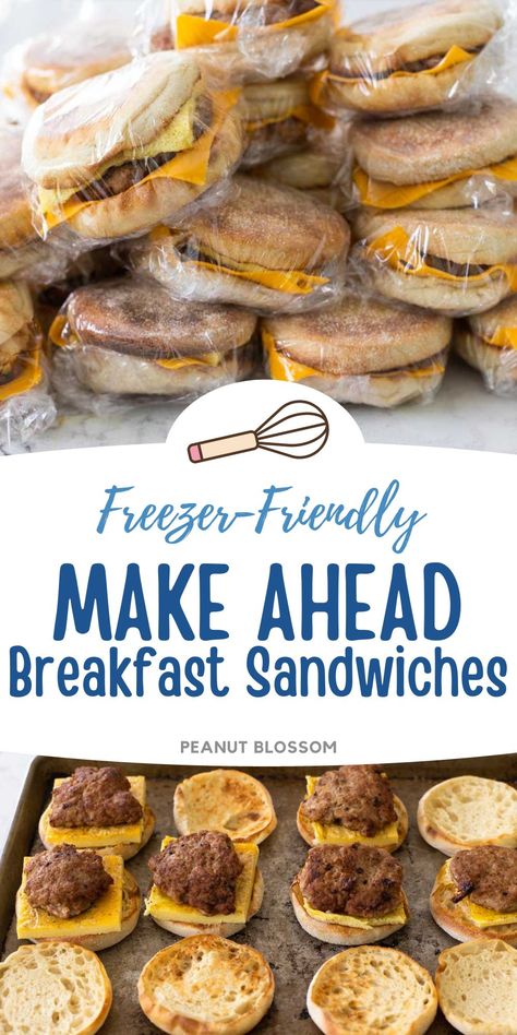 Frozen Breakfast Sandwiches Easy Breakfast Sandwiches To Freeze, Food Prep Breakfast Sandwich, Egg Freezer Breakfast, Pre Make Breakfast Sandwiches, Make Ahead Egg Mcmuffin Recipe, Biscuit Breakfast Sandwich Freezer, Frozen Egg Sandwiches English Muffins, Breakfast Sandwiches Frozen Healthy, Homemade Frozen Breakfast Sandwiches