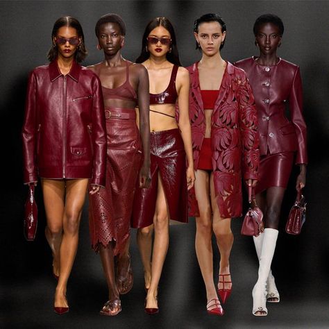 Burgundy Trend 2024, Burgundy Aesthetic Outfit, Oxblood Outfit, Burgundy Dress Outfit, Oxblood Dress, Leather Dress Outfit, Burgundy Aesthetic, Bordeaux Dress, 2025 Trends