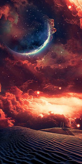 Cer Nocturn, The Moon And Stars, Wallpaper Earth, Planets Wallpaper, Space Pictures, Galaxy Art, Wallpaper Space, Moon And Stars, Fantasy Landscape