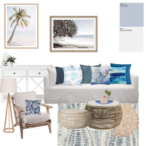 Find Mood Board Inspiration | Style Sourcebook Beach House Mood Board, Coastal Glam Living Room, House Mood Board, Mood Board Examples, Greek Interior, Mood Board Ideas, Style Sourcebook, Beige Floor Tile, Mint Bathroom