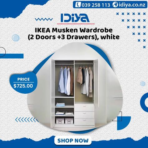 #idiyafurniture #indoorfurniture #onlinefurniture #BestFurnitureOnline #affordableprice Ikea Musken, 2 Doors, Adjustable Shelves, The Space, Ironing Center, Adjustable Shelving, Interior Accessories, Living Room Furniture, Shop Now