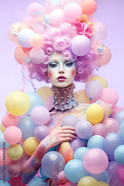 Candy Costumes Women, Candy Shoot, Candy Outfit, Creative Portrait Ideas, Candy Fashion, Weird Birds, Pop Party, Creative Costume, Candy Girls