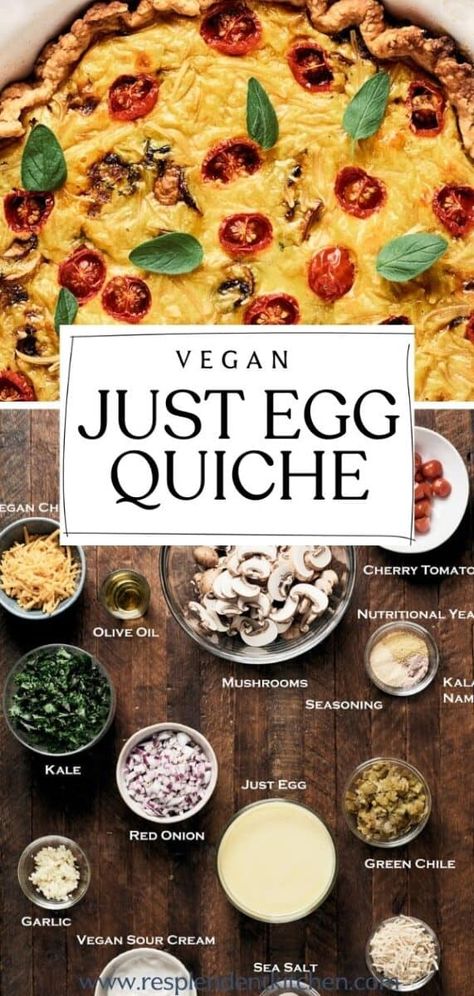 Just Egg Quiche, Egg Quiche Recipes, Recipe With Mushrooms, Mushroom Recipes Vegan, Egg Quiche, Just Egg, Vegan Quiche, Breakfast Recipies, Vegan Pie