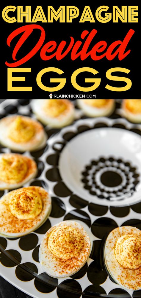 Champagne Deviled Eggs - seriously delicious!! Made these for a party and everyone raved about them!!! Can make ahead of time and refrigerate until ready to serve. Hard boiled eggs, mayonnaise, onion powder, champagne vinegar, salt, pepper, dry mustard. Perfect appetizer for parties and tailgating!! #deviledeggs #newyearsparty #partyfood #champagne Appetizers Easy Dips, Deviled Eggs Recipe Classic, Appetizers For Kids, Champagne Vinegar, Low Carb Appetizers, Food Appetizers, Deviled Eggs Recipe, Cheese Appetizers, Dry Mustard