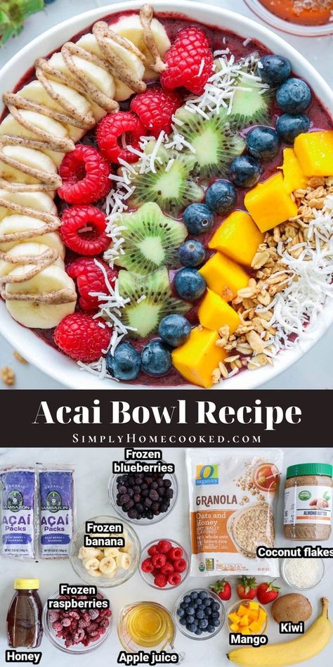 Acai Bowl Recipe Easy, Acai Recipes, Smoothie Bowls Recipe Easy, Acai Bowl Recipe, Bowl Recipes Easy, Smoothie Bowl Recipe Healthy, Acai Bowls Recipe, Healthy Bowls Recipes, Acai Smoothie Bowl