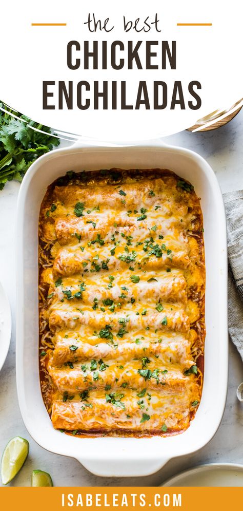 Best Chicken Enchiladas, Easy Chicken Enchiladas, Easy Chicken Enchilada Recipe, Authentic Mexican Recipes, Chicken And Cheese, Chicken Enchiladas Easy, Mexican Dinner Recipes, Red Enchilada Sauce, Mexican Dinner