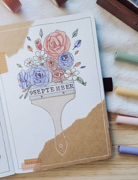 69 Best September Bujo Cover Spreads for Inspiration - atinydreamer Journal September Cover, September Bujo Cover, September Bujo, September Bullet Journal, Bujo Cover, Bullet Journal September, Bullet Journal Ideas Templates, Bullet Journal Cover Page, Bullet Journal Paper