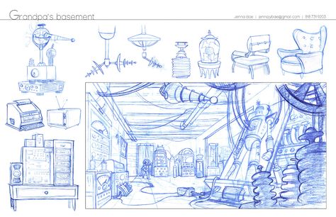 Grandpa's basement on Behance Basement Illustration, Background Layout, Design Sketching, Props Concept, Sayaka Miki, House Of Dragons, Prop Design, Sketchbook Inspiration, Animation Background