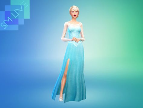 Elsa Blue Dress, Disney Princess Challenge, Female Sleepwear, Sims 4 Toddler Clothes, Los Sims 4 Mods, Frozen Dress, Sims 4 Anime, Sims 4 Game Mods, Elsa Dress