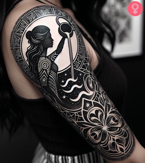 Explore stunning Aquarius tattoos that capture the essence of this zodiac sign. Find inspiration for your next ink with our curated collection! Aquarius Tattoo Ideas, Aquarius Symbol Tattoo, Aquarius Tattoos, Angel Tattoo For Women, Desert Tattoo, Justice Tattoo, Ear Reflexology, Art Deco Tattoo, Island Tattoo