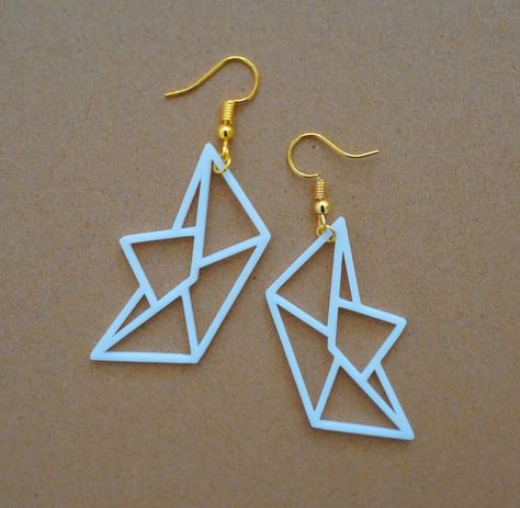 Lasercut Jewellery, 3d Print Earrings, 3d Printing Jewelry, 3d Tiskárna, 3d Earrings, 3d Printed Earrings, Origami Boat, 3d Printing Business, 3d Printing Art