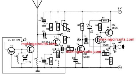 As far as I know this may be the easiest and high quality FM radio circuit that could be built by any new hobbyist. In addition, this circuit's FM Hf Radio, Crystal Radio, Pocket Radio, Fm Radio Receiver, Radio Design, Electronic Circuit Design, Ham Radio Antenna, Electronics Basics, Electronic Schematics