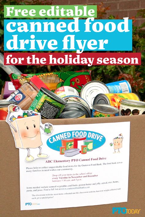 Use this editable flyer to encourage school families to participate in a drive for canned goods to donate. School Food Drive Ideas, Food Drive Ideas, Food Drive Flyer, Canned Food Drive, Community Service Ideas, Good Drive, Values Education, Canned Vegetables, Canned Goods