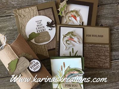 Karina's Kreations: Stampin'Up Best Catch Projects Fish Cards, Fish Card, Men Cards, Cards Masculine, Man Cards, Mens Cards, Guy Cards, Men's Cards, Fishing Cards