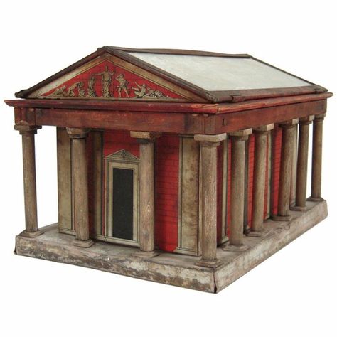 Vintage House Model Hovey Design, English Bread, Classical Furniture, Barn Renovation, Bread Box, Greek Revival, Small Buildings, Miniature Houses, Bird Cages