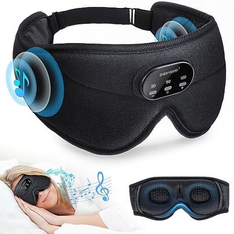 Bluetooth Sleep Headphones White Noise Sleep Mask | 3D Eye Mask for Sleeping | 38 Relaxing Soothing Sounds | 16hrs Playingtime | Light Blocking Eye Mask | Auto - Off Timer | Best for Sleeper | Travel Eye Mask For Sleeping, Eliminate Distractions, Headphones White, Sleep Headphones, 3d Eye, White Headphones, Prime Day Deals, Headphones With Microphone, Fall Asleep Faster