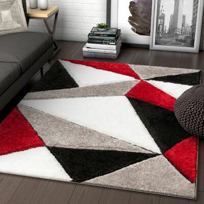 Oversized Pattern, Rug Tufting, Red Triangle, Soft Shag, Red Living, Room Styles, Red Home Decor, Living Room Red, Rug Ideas