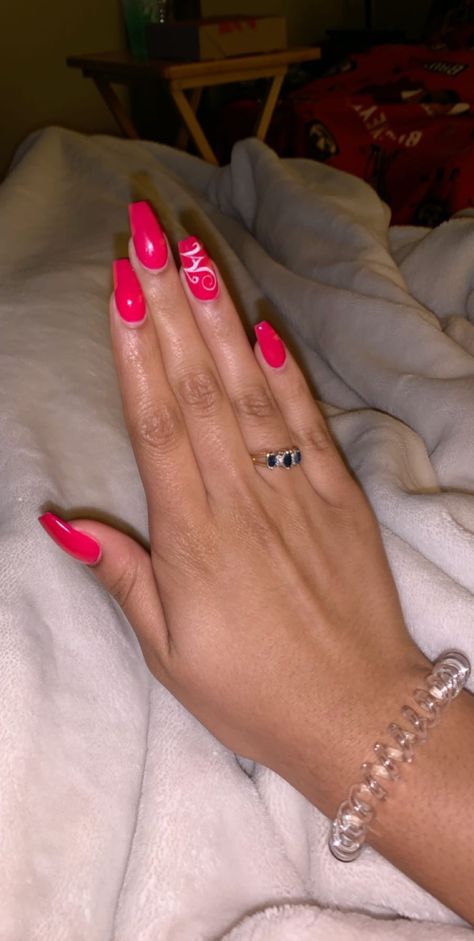 Nails With Initial M On Them, M Initial On Nail, Boyfriend Initials, Initial M, Nail Inspo, Acrylic Nails, Initials, Nails, Beauty