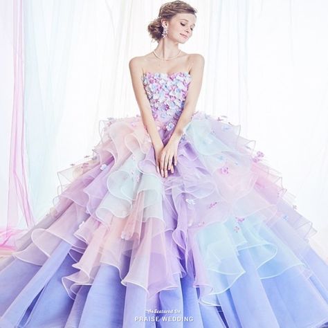 Love at first sight with this Kiyoko Hata pastel gown featuring delicately feminine embellishments! Pastel Gown, Wedding Dress Guide, Pretty Prom Dresses, Fairytale Dress, Wedding Dress Trends, Gorgeous Gowns, Quinceanera Dresses, Beautiful Gowns, Ball Dresses