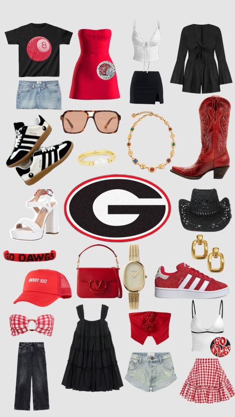 #georgia #gameday #outfitinspo Uga Gameday Outfit Georgia, Bama Gameday Outfit, Georgia Tailgate, Uga Gameday Outfit, Alabama Gameday Outfit, Bama Gameday, Gameday Fashion, College Gameday Outfits, Football Game Outfit