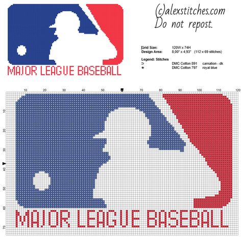 Baseball Cross Stitch Patterns Free, Sports Cross Stitch Patterns, Plastic Canvas Baseball Pattern, Baseball Stitches Svg, Baseball Cross, Major League Baseball Logo, Baseball Stitch, Cross Stitch Baby, Stitch 2