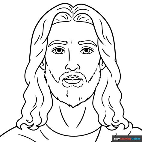 Simple Jesus Drawing, Jesus Face Drawing, How To Draw Jesus, Jesus Drawing Easy, God Drawing Easy, Jesus Drawings Sketches, Jesus Sketch, Jesus Drawing, Face Step By Step