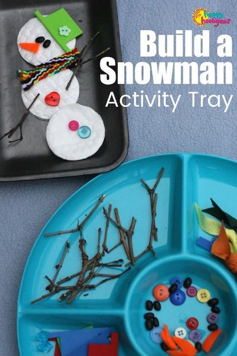 Build a Snowman Activity Tray Build A Snowman Activity, Snowman Activity, Winter Activities For Toddlers, Christmas Party Activities, Snowmen Activities, Winter Activities For Kids, Winter Preschool, Winter Crafts For Kids, Preschool Christmas