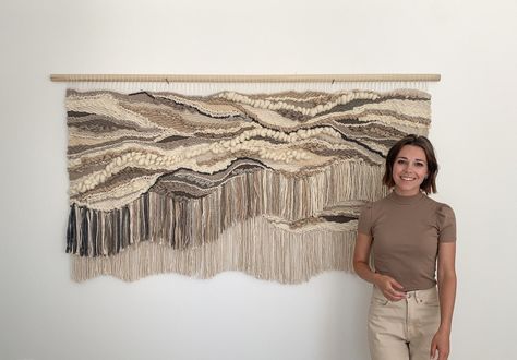 Fiber Art Wall Hanging, Handwoven Tapestry, Textile Wall Art, Woven Wall Art, Brown Wall Art, Brown Walls, Weaving Textiles, Weaving Art, Woven Wall Hanging