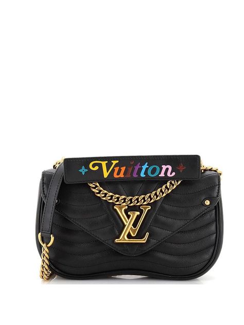 Louis Vuitton Leather Crossbody Bag Size: One Size Bags - used. 100% Leather | Louis Vuitton Leather Crossbody Bag: Black Bags New Wave Chain Bag, Crossbody Bag Black, Chain Bag, Quilted Leather, Black Bag, Chain Bags, New Wave, Leather Crossbody Bag, Leather Crossbody