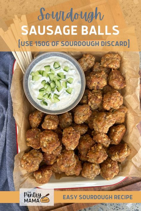 Sourdough sausage balls are the perfect appetiser with pork sausage and 150g of sourdough discard or sourdough starter to create flavor. Sausage Ball, Sausage Appetizers, Sourdough Muffins, Italian Recipes Appetizers, Sausage Balls Recipe, Discard Recipe, Honey Mustard Dipping Sauce, Mustard Dipping Sauce, Sourdough Starter Discard Recipe