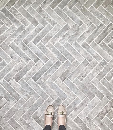 Herringbone brick-style tile - Abbey time from Home Depot Brick Tile Flooring, Brick Herringbone Floor, Brick Tile Floor, Herringbone Brick Floor, Brick Porch, Herringbone Tile Floors, Outdoor Paving, Exterior Tiles, Brick Walkway