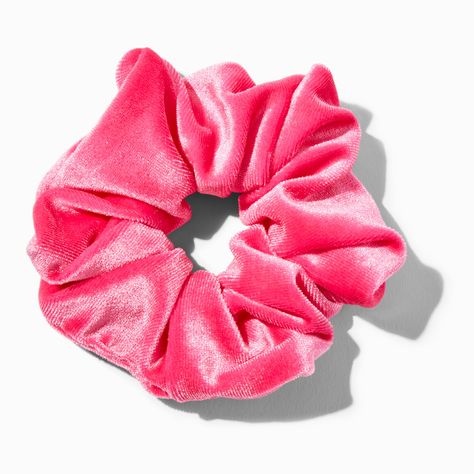 This pretty hot pink hair scrunchie is a must-have hair accessory! Perfect for wearing in your hair or styling it around your wrist as a two-in-one accessory. Elastic stretch Velvet-like texture Outer Diameter: Approx. 4.5 in/11.43 cm Inner Diameter: Approx. 1.5 in/3.81 cm Material: Polyester - Claire's Hot Pink Medium Velvet Hair Scrunchie Hot Pink Scrunchie, Erica Sinclair, Chiara Bautista, Pink Scrunchie, Hot Pink Hair, Birthday Basket, School Kit, Pamper Party, Velvet Hair