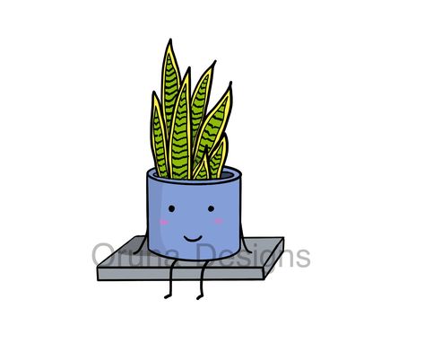 Snake Plant Doodle, Snake Plant Drawing, Plants Cute, Plant Cartoon, Plant Doodle, Art Plants, Snake Drawing, Plant Projects, Plant Drawing