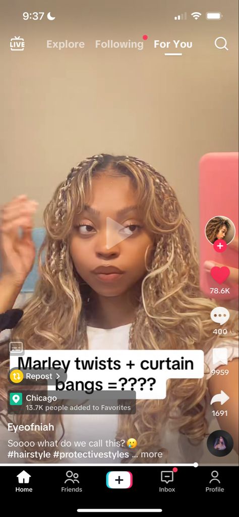 Braided Curtain Bangs, Marley Twists With Bangs, French Curls With Bangs, Layered Braids With Bangs, Curtain Bangs Box Braids, Angel Braids With Bangs, Curtain Bangs With Braids, French Curl Braids With Bangs, Braids With Curtain Bangs