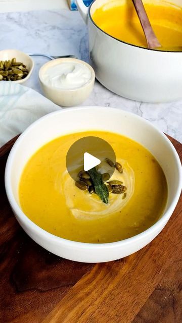 Undeniably Dairy on Instagram: "Creamy Roasted Pumpkin Pear Soup 🥣🥣🥣  Pumpkins and pears go perfectly together in this soup. While pumpkin joins forces with nutmeg and cinnamon, cooked pears release pectin, which acts as a thickener. Our dairy-tastic Creamy Roasted Pumpkin and Pear Soup recipe is especially satisfying because it includes heavy whipping cream and Greek yogurt’s protein. Did we mention butter amplifies the fruits’ harmony? (Yes, pumpkin is a fruit!) Full recipe is in the comments🧡✨" Undeniably Dairy, Cooked Pears, Pear Soup, Keto Soups, Pear Puree, Crock Pots, Roasted Pumpkin, Keto Soup, Whipping Cream