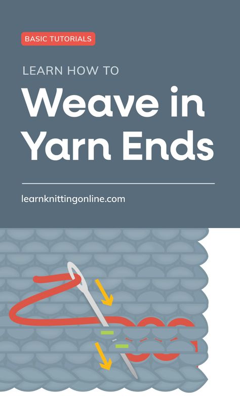 Weave In Ends Knitting, Knitting Hacks, How To Weave, Knitting Help, Knitting Basics, Knitting Tutorials, Knitting Tips, Weaving Yarn, Beginner Knitting Projects