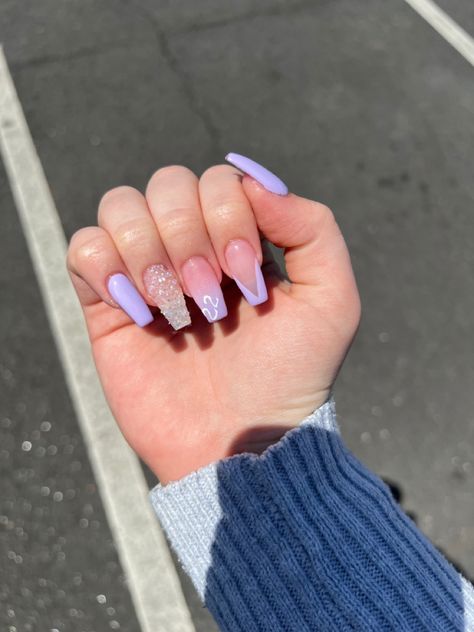 Purple Sparkly Nails Acrylic, Purple Nails For Prom, Sparkly Nails Acrylic, Hoco Accessories, Purple Sparkly Nails, Nails For Prom, Sparkly Acrylic Nails, Side Wrist Tattoos, Hoco Nails