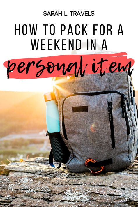 Do you have an upcoming trip, and you need to pack light? In this personal item packing guide, you'll find tips and tricks to pack only a personal item for a weekend trip, how to maximize your packing space for budget airlines, the best bags for personal items, and how to pack your personal item for airport security. No need to stress--this guide will help you plan everything you need to pack your personal item! #travelblogger #travelblog #budgettravel #packingguide #personalitem #airtravel How To Pack A Personal Item Bag, How To Pack A Backpack For Travel, Weekend Trip Outfits, Weekend Trip Packing, Packing For A Weekend Trip, Airport Security Check, Minimal Packing, 3 Days Trip, Packing Clothes