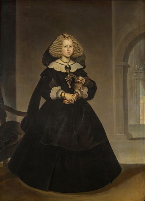 1644 Mariana de Austria by Frans Luycks (Museo del Prado - Madrid, Spain) | Grand Ladies | gogm 1600 Fashion, Royalty Clothing, 17th Century Portraits, Royalty Art, Spanish Royalty, Baroque Painting, Spanish Woman, Royal Portraits, Court Dresses