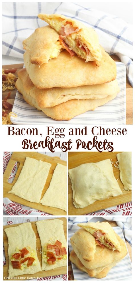 Egg Breakfast To Go, Croissant Rolls Breakfast Ideas, Breakfast With Crossiant Rolls, Breakfast Casserole With Crescent Rolls And Bacon, Eggs Crescent Rolls Breakfast, Easy Take Along Breakfast Ideas, Breakfast Pockets Crescent Rolls, Breakfast Crescent Recipes, Make Ahead Breakfast Crescent Rolls