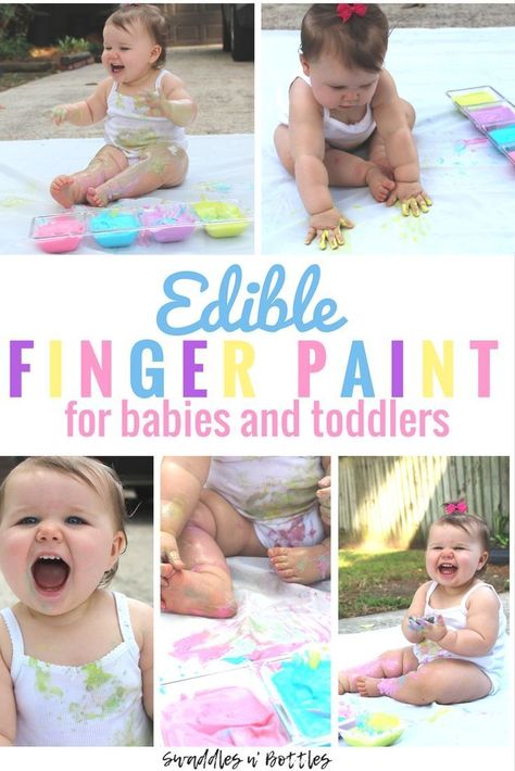 Edible Finger Paint, Finger Snacks, Activities For One Year Olds, Indoor Activities For Toddlers, Baby Sensory Play, Baby Play Activities, Finger Paint, Sensory Activity, Baby Painting