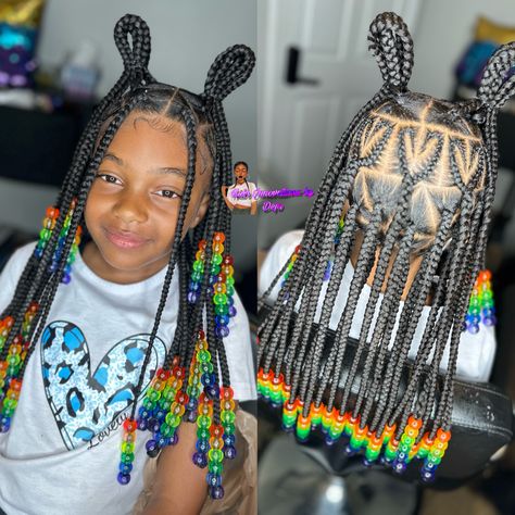 Kids Knotless Box Braids With Beads, Rainbow Braids For Kids, Braid Business, Kiddie Hairstyles, Natural Hair Box Braids, Mixed Girl Hairstyles, Daughter Hairstyles, Hairstyles Girl, Kids Hairstyle