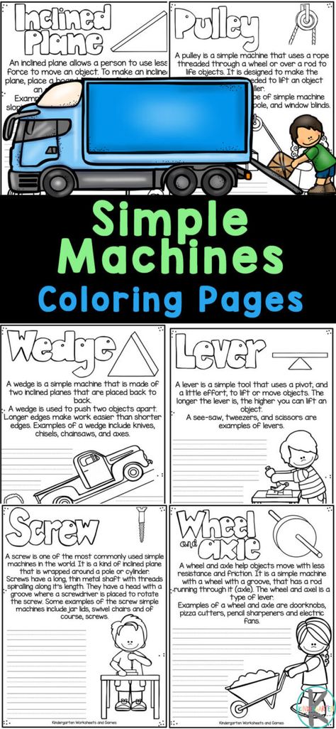 Preschool Simple Machines, Simple Machines For Preschool, Simple Machines Kindergarten, Inclined Plane Simple Machines, Simple Machines Worksheet, Simple Machines Preschool, Simple Machines Projects For Kids, Simple Machines For Kids, Simple Stem Projects