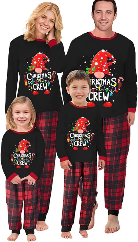 Awoscut Christmas Family Matching Pajamas Sets Christmas PJ's Letter Print Top and Plaid Pants Jammies Sleepwear Christmas Pajamas For Family, Family Matching Christmas Pajamas, Christmas Family Pajamas, Cute Christmas Pajamas, Reindeer Pajamas, Christmas Pjs Family, Xmas Pjs, Holiday Pjs, Xmas Pajamas