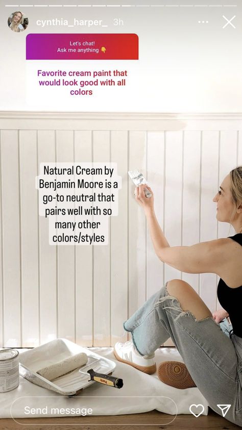 Natural Cream By Benjamin Moore, Paint Color Inspiration, Paint Swatches, Favorite Paint, Interior Paint Colors, Natural Cream, Paint Colors For Home, White Paint, Benjamin Moore